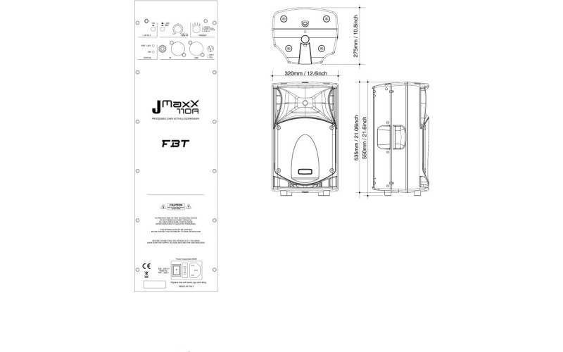 FBT JMAXX 110A - двухполосная, активная акустическая система, НЧ 700 Вт + ВЧ 200 ВТ