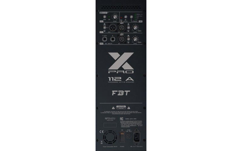 FBT X-PRO 112A - активная двухполосная би-амп акустическая система, НЧ 1200 Вт+ВЧ 300 Вт, DSP