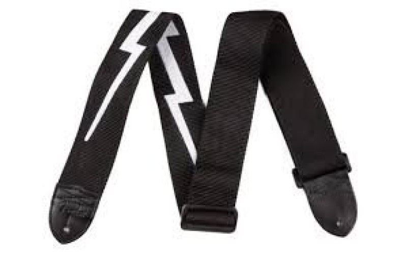 FENDER 2.5' NYLON LIGHTNING BOLT STRAP BLACK ремень для гитары, рисунок молния