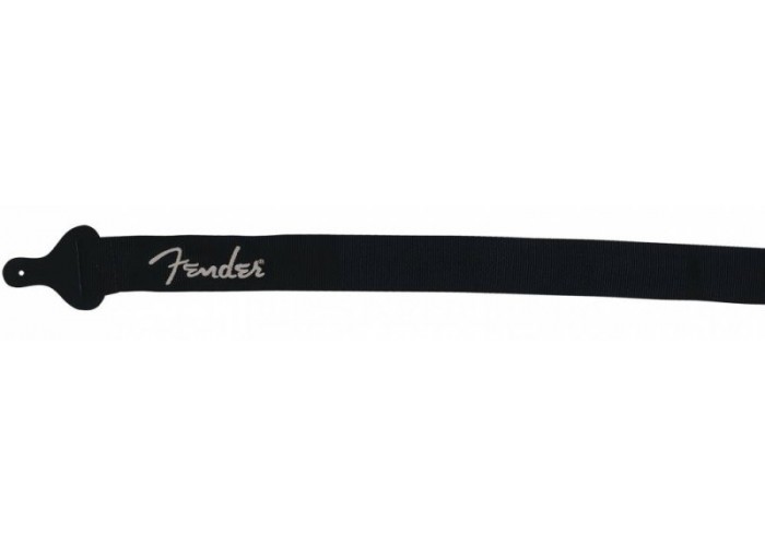 FENDER BLACK STRAP/GREY LOGO ремень для гитары, нейлон, цвет черный, серый логотип