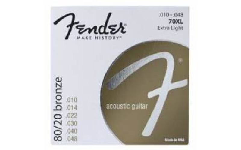 FENDER STRINGS NEW ACOUSTIC 70XL 80/20 BRNZ BALL END 10-48 струны для акустической гитары