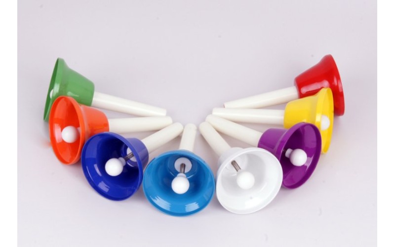 FLEET HB8 Цветные колокольчики с язычками, на ручках, 8шт по нотам в упаковке