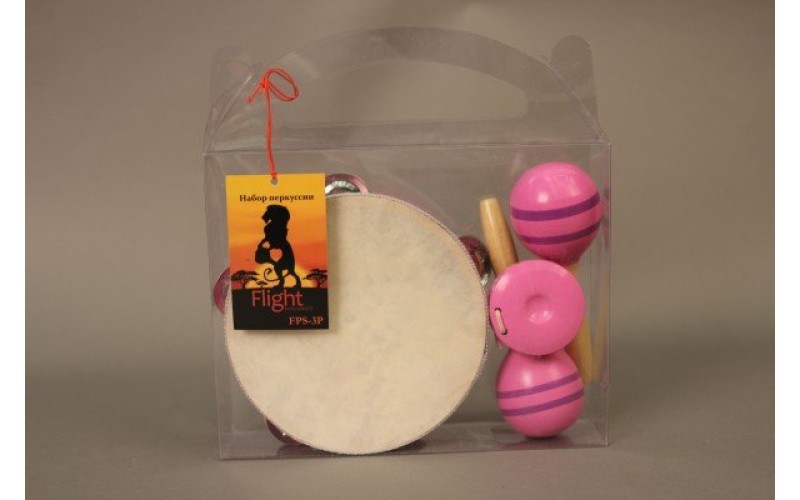 FLIGHT FPS-3P Набор перкуссии 3 предмета, Цвет - розовый. В комплекте: маракасы- 2шт., кастаньеты - 
