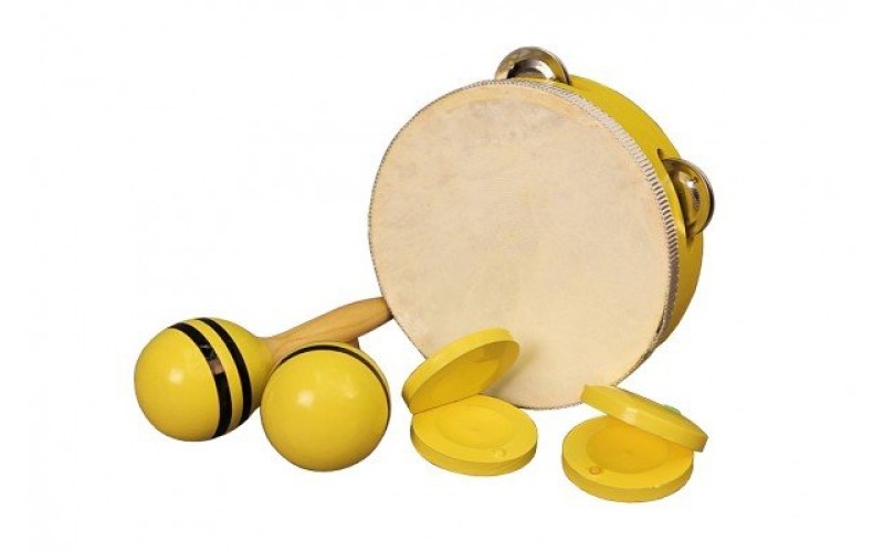 FLIGHT FPS-3Y Набор перкуссии 3 предмета, Цвет - желтый. В комплекте: маракасы- 2шт., кастаньеты - 2