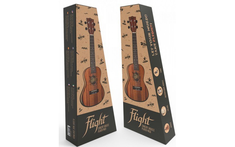 FLIGHT NUC PACK Укулеле концерт, Тюнер, Мини-самоучител