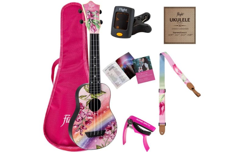 FLIGHT TUS ALYONA SHVETZ dPACK 1 Укулеле сопрано + аксессуары, подписная серия Алена Швец