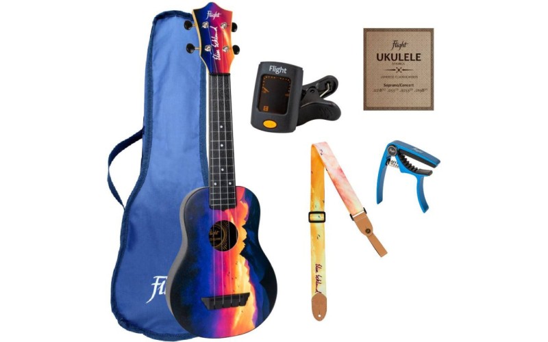 FLIGHT TUS-EE SUNSET Elise Ecklund dPACK 1 Укулеле сопрано + аксессуары, подписная серия Элиз Эклунд