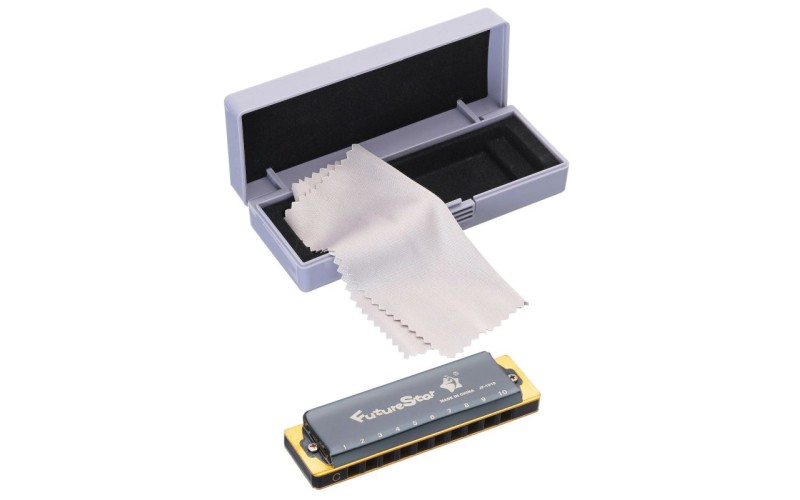 Future Star JF-1018 BK губная гармошка, цвет - чёрный, диатоническая, тональность - до мажор, 10 отв