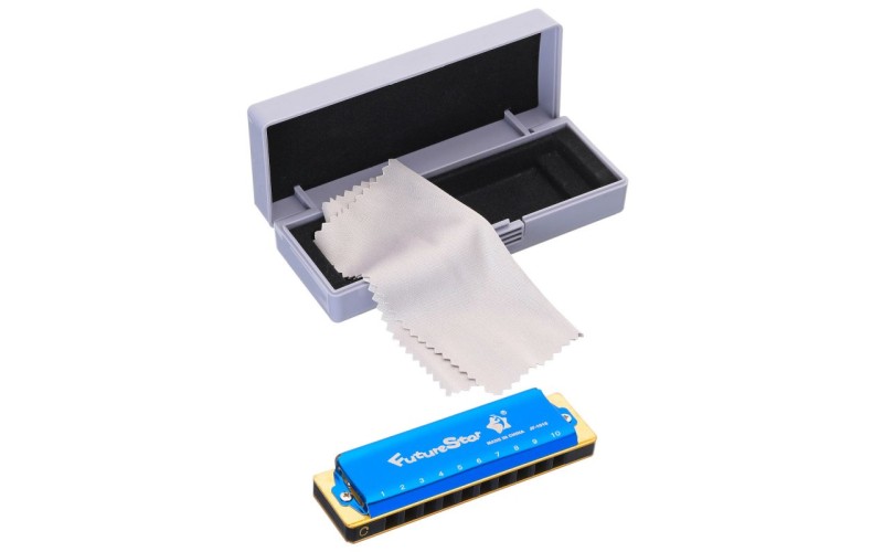 Future Star JF-1018 BL губная гармошка, цвет - синий, диатоническая, тональность - до мажор, 10 отве