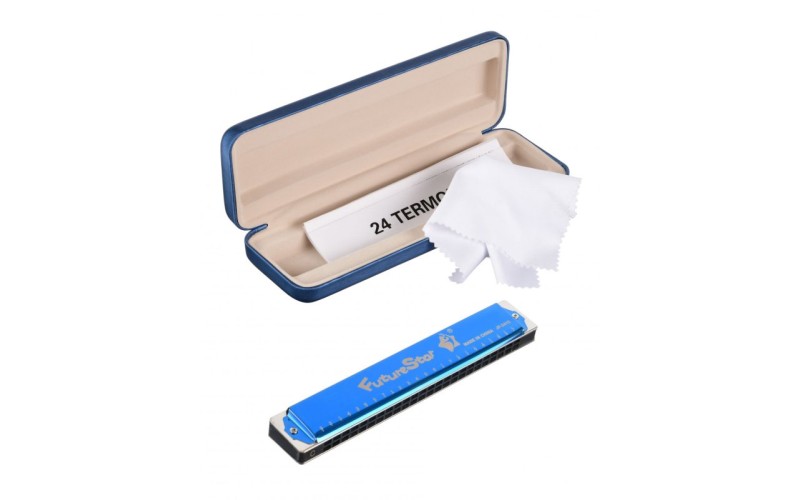 Future Star QF-2418 BL губная гармошка, цвет - синий, диатоническая, тональность - до мажор, 24 отве