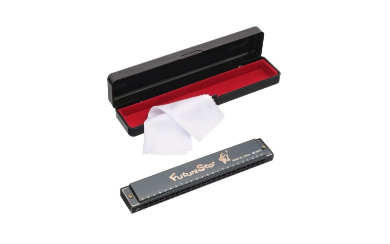 Future Star QF-2419 BK губная гармошка, цвет - чёрный, диатоническая, тональность - до мажор, 24 отв