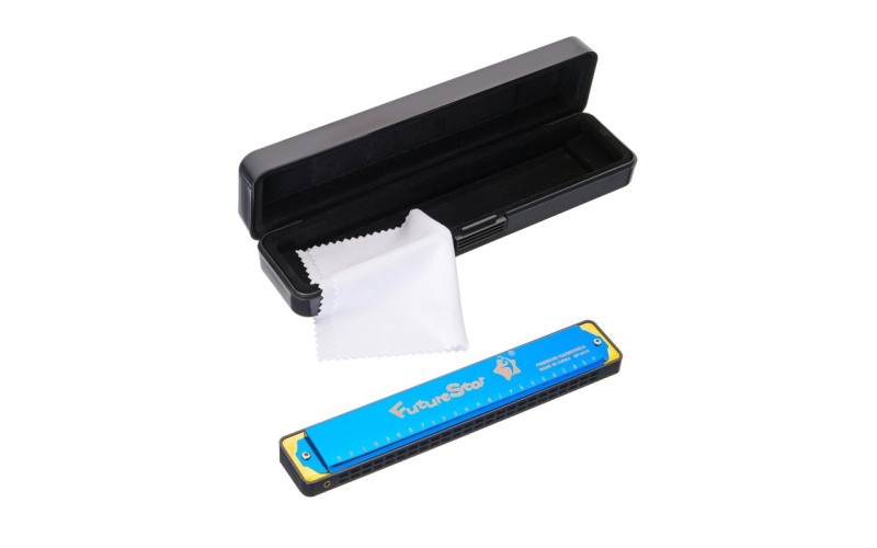 Future Star QF-2419 BL губная гармошка, цвет - синий, диатоническая, тональность - до мажор, 24 отве