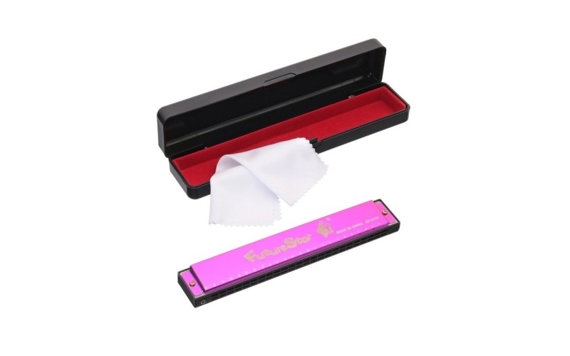 Future Star QF-2419 PK губная гармошка, цвет - розовый, диатоническая, тональность - до мажор, 24 от