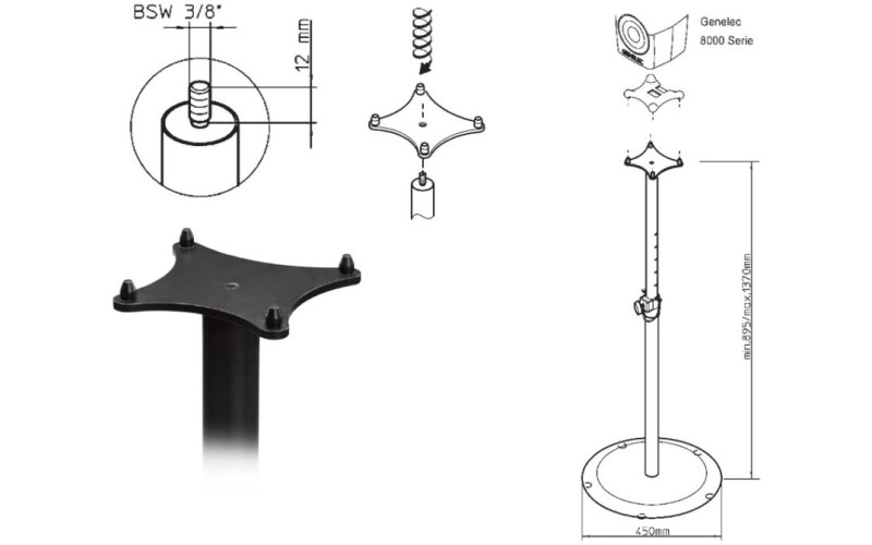 Genelec 8000-403 напольная стойка для мониторов 8010-8030, 8320-8330, 8331, 4020, 4030
