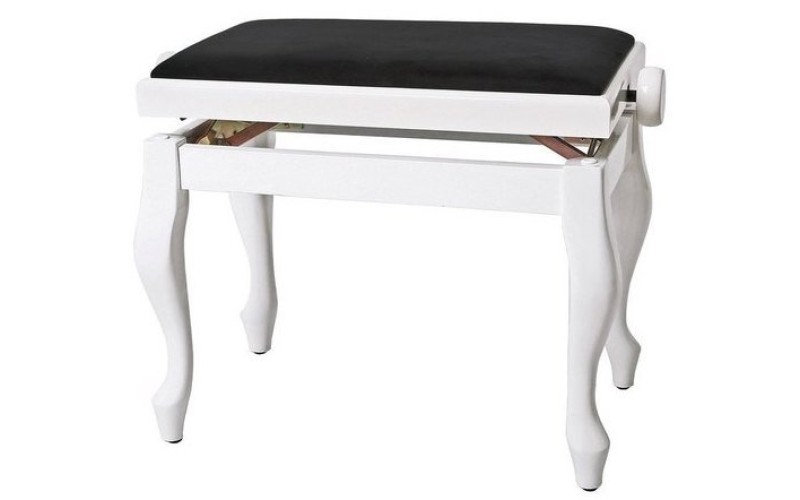 GEWA Piano Bench Deluxe Classic White Highgloss банкетка белая глянцевая гнутые ножки верх черный