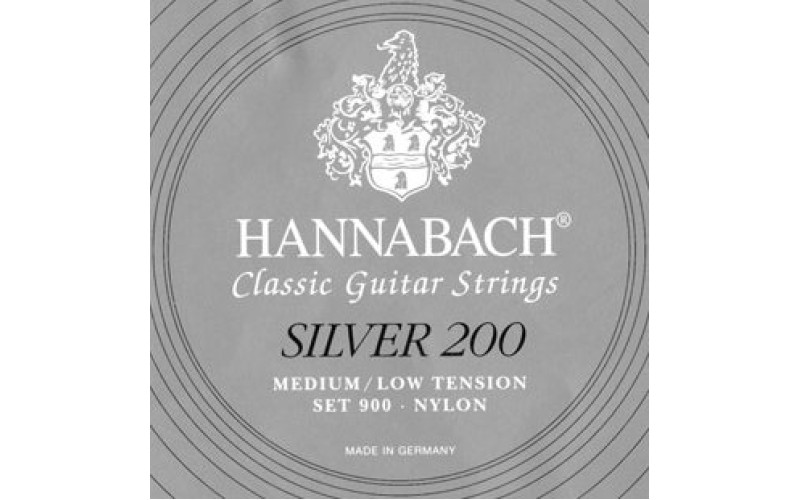 Hannabach 900MLT SILVER 200 Комплект струн для классической гитары нейлон, посеребренные