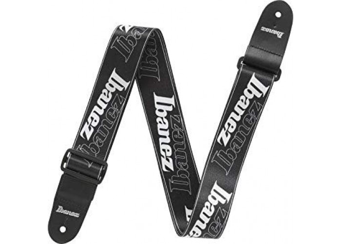 IBANEZ GSD50-P6 DESIGN STRAP - IBANEZ LOGO гитарный ремень, цвет черный с логотипами Ibanez