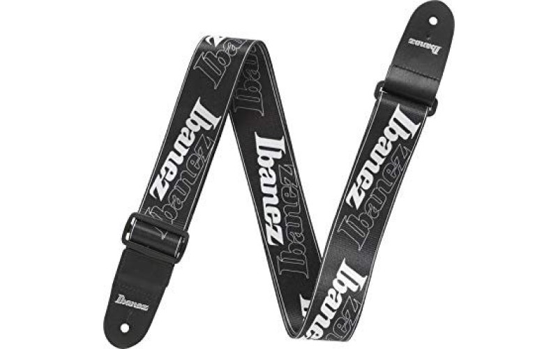 IBANEZ GSD50-P6 DESIGN STRAP - IBANEZ LOGO гитарный ремень, цвет черный с логотипами Ibanez