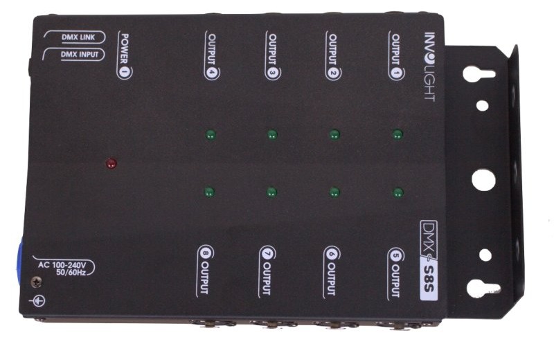 INVOLIGHT DMXS8S - сплиттер DMX сигнала, 8 отдельных выходов + 1 линк, переключатель на 120 Ом