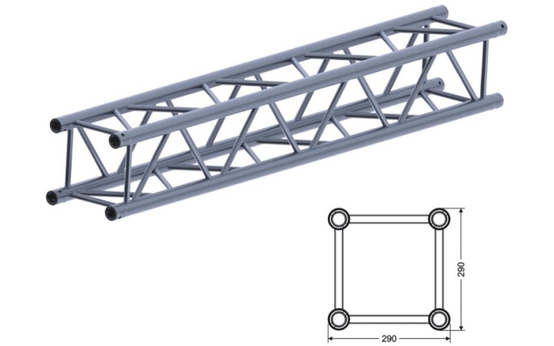 Involight ISX-29-100 - Ферма квадратная, прямая, 1 м, 290 мм, труба 50 мм (4 шт CC29SET в комплекте)