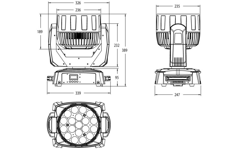 Involight LEDMH1915W - LED вращающаяся голова, 19x15 Вт RGBW (LED Engin), DMX-512