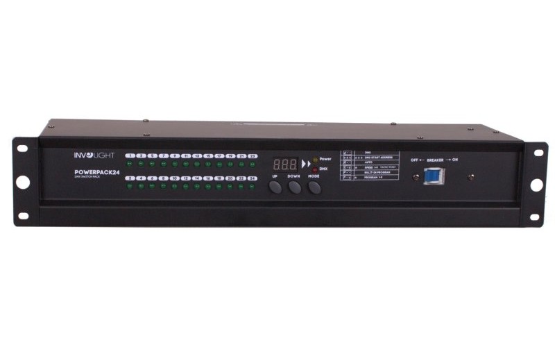 INVOLIGHT POWERPACK24 - блок прямых включений (Свитчер, PowerCon Out), 24 канала по 0,5А, DMX512