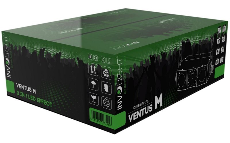 Involight Ventus M - световой эффект, 66 шт. RGBW, 12 шт. 1 Вт W, лазер 50 мВт G, 100 мВт R