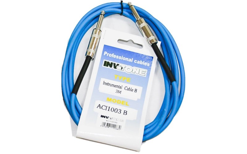 Invotone ACI1003/B - инструментальный кабель, mono jack 6,3 <-> mono jack 6,3, длина 3 м (синий)