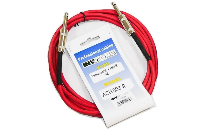 Invotone ACI1003/R - инструментальный кабель, mono jack 6,3 <-> mono jack 6,3, длина 3 м (красный)