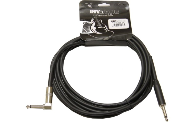 Invotone ACI1204/BK - инструм. кабель, mono jack 6,3 <-> mono jack 6,3 угловой, длина 4 м (черный)