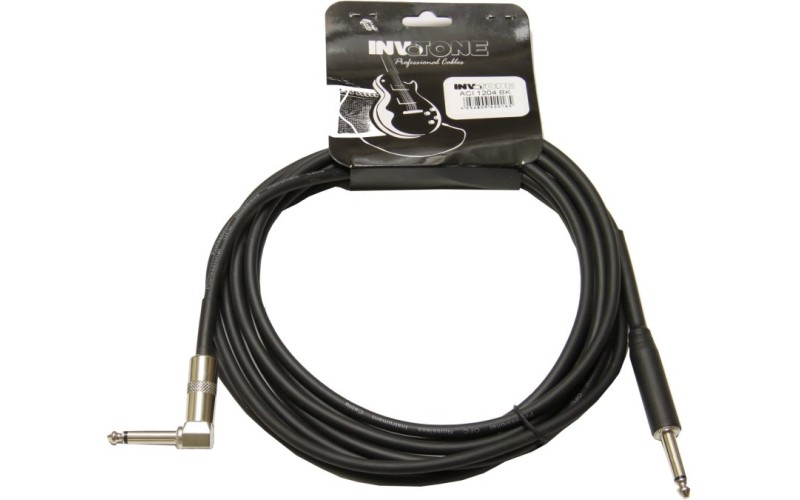 Invotone ACI1204/BK - инструм. кабель, mono jack 6,3 <-> mono jack 6,3 угловой, длина 4 м (черный)