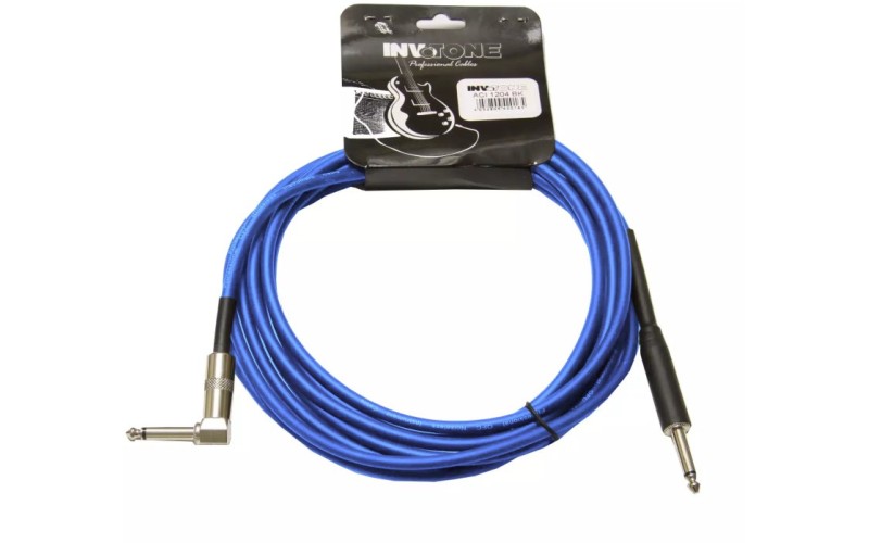 Invotone ACI1206/B - инструм. кабель, mono jack 6,3 <-> mono jack 6,3 угловой, длина 6 м (синий)