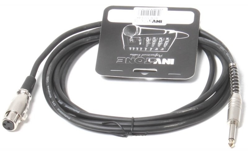 Invotone ACM1003/BK - Микрофонный кабель , mono jack 6,3 <-> XLR3F, длина 3 м (черный)