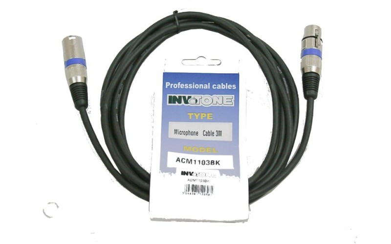 Invotone ACM1103/BK - Микрофонный кабель, XLR F <-> XLR M длина 3 м (черный)