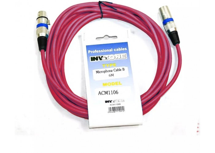 Invotone ACM1103/R - Микрофонный кабель, XLR M <-> XLR F длина 3 м (красный)