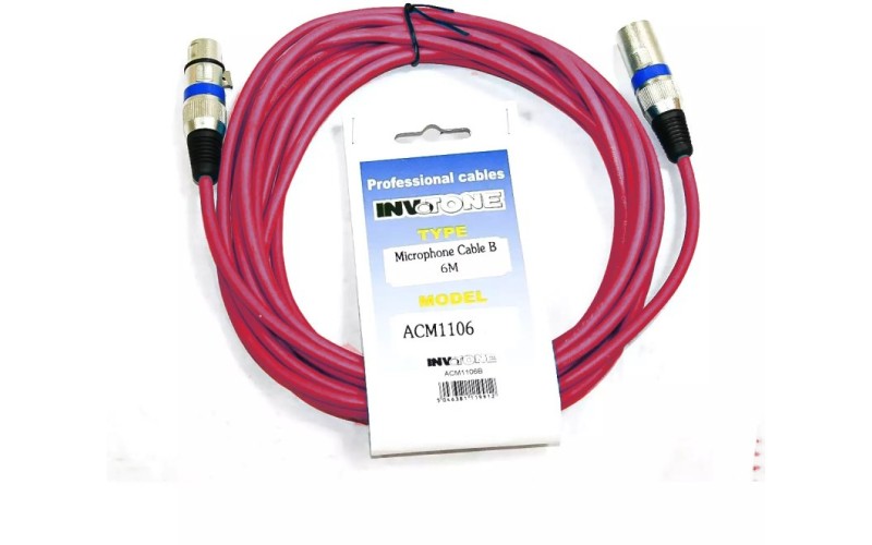 Invotone ACM1103/R - Микрофонный кабель, XLR M <-> XLR F длина 3 м (красный)