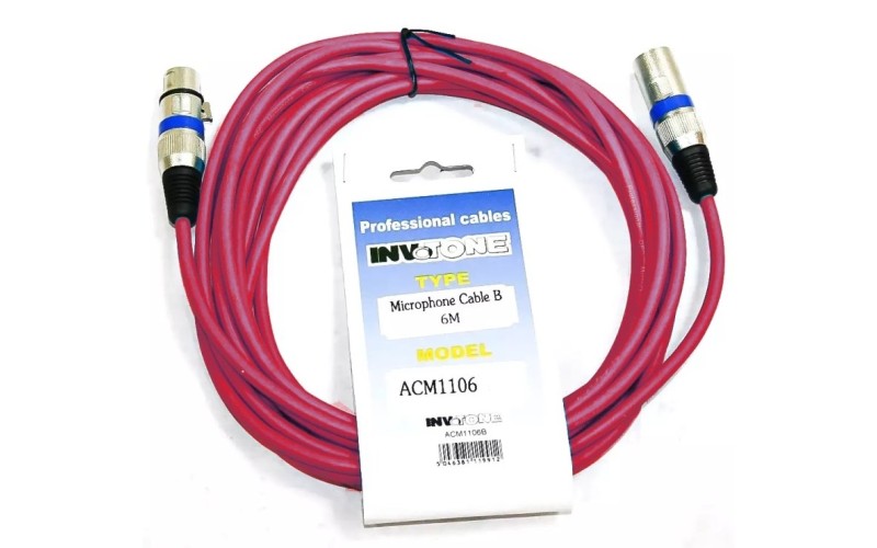 Invotone ACM1105/R - Микрофонный кабель, XLRF <-> XLRM длина 5 м (красный)