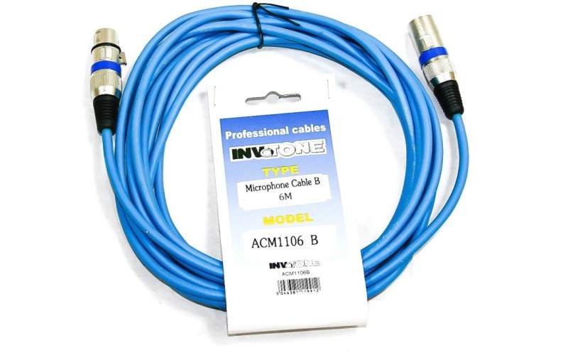 Invotone ACM1106/B - Микрофонный кабель, XLRF <-> XLRM длина 6 м (синий)