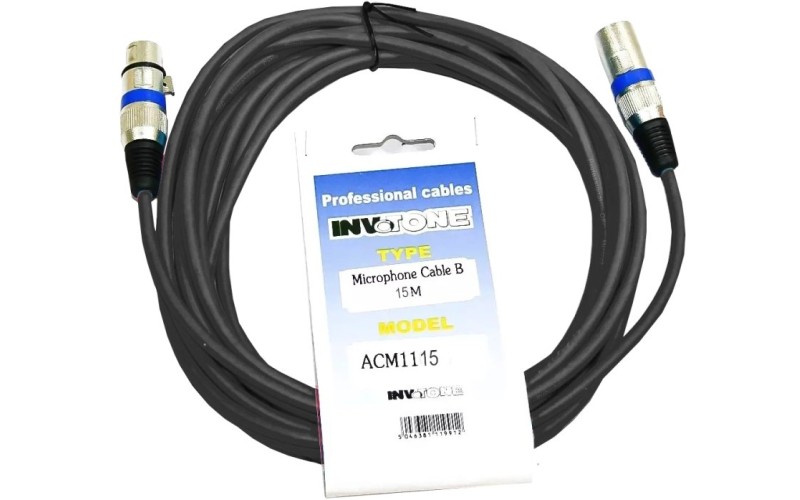 INVOTONE ACM1115/BK - микрофонный кабель,  XLR <-> XLR длина 15 м (черный)