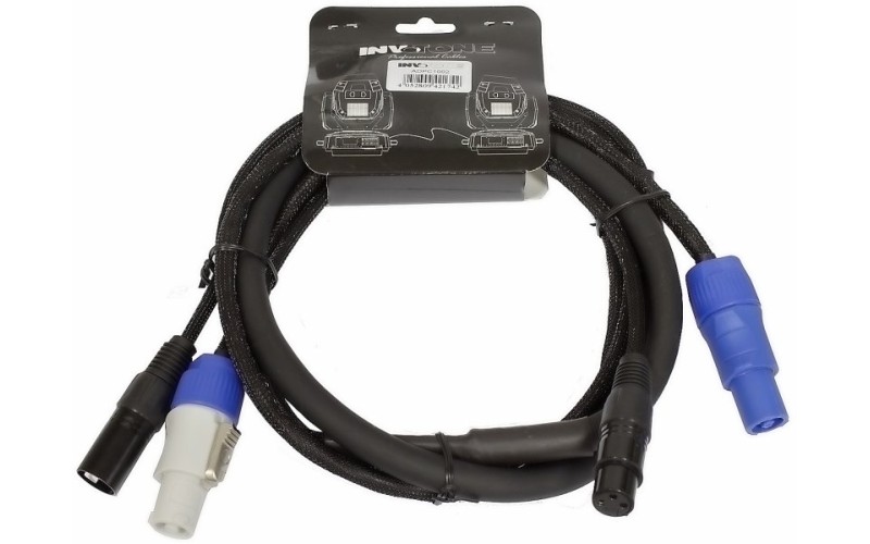 Invotone ADPC1002 - кабель смежный 3х1.5мм & 2х0.22мм; PowerCon in/out - XLR DMX in/out; 2 м