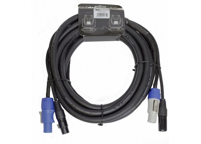 Invotone ADPC1005 - кабель смежный 3х1.5мм & 2х0.22мм; PowerCon in/out - XLR DMX in/out; 5 м