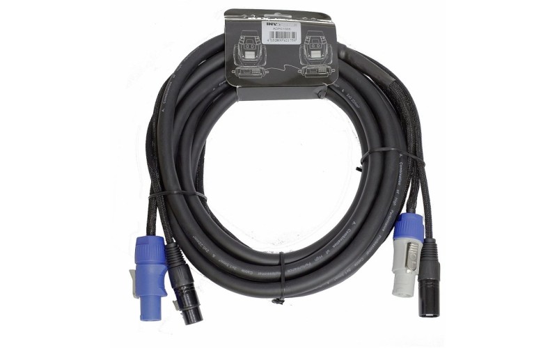 Invotone ADPC1005 - кабель смежный 3х1.5мм & 2х0.22мм; PowerCon in/out - XLR DMX in/out; 5 м