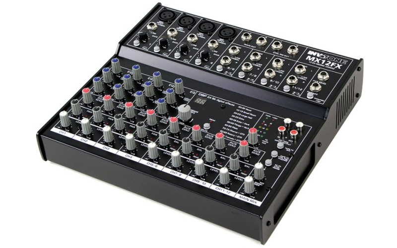 Invotone MX12FX - Микшерный пульт 4 микрофонных входа XLR Jack, 4 стерео входа с балансными джеками