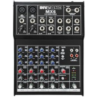 Invotone MX6 - микшерный пульт,2 микрофонных входа, XLR и балансный Jack,2 стерео входа.