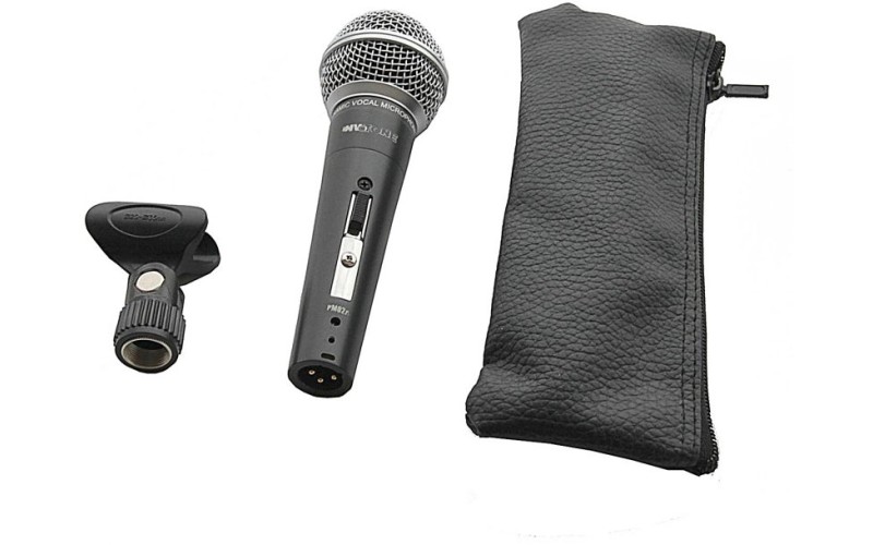 INVOTONE PM02A - микрофон вокальный динамический, гиперкард. 50Гц-15кГц,600 Ом, выключ.,чехол, держ.