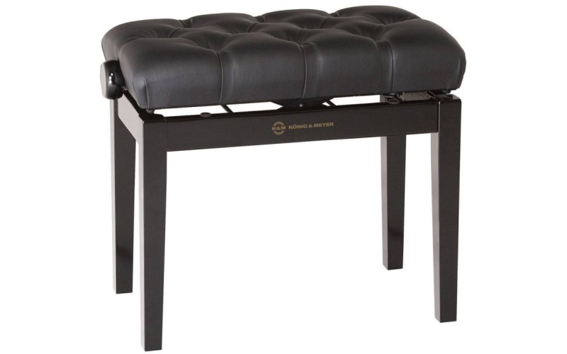 K&M 13980-200-21 банкетка для пианино, чёрн. лакир. дерево, стёганое сиденье из искуств. кожи выс. 4