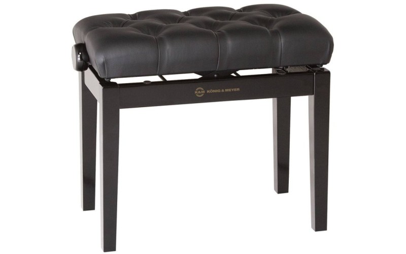 K&M 13981-400-21 банкетка для пианино, чёрн. лакир. дерево, стёганое кожаное сиденье выс. 48-55 см
