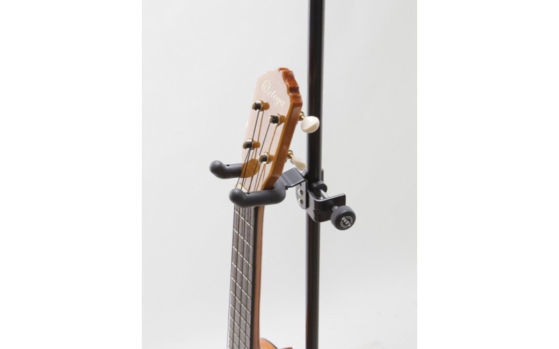 K&M 15590-000-55 держатель для укулеле на микрофонную стойку диам. до 30 мм, чёрный пластик, сталь