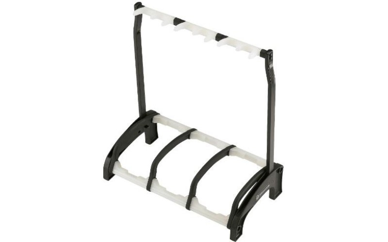 K&M 17513-016-00 Guardian 3, напольная стойка для трёх электрогитар, прозрачные саппорты