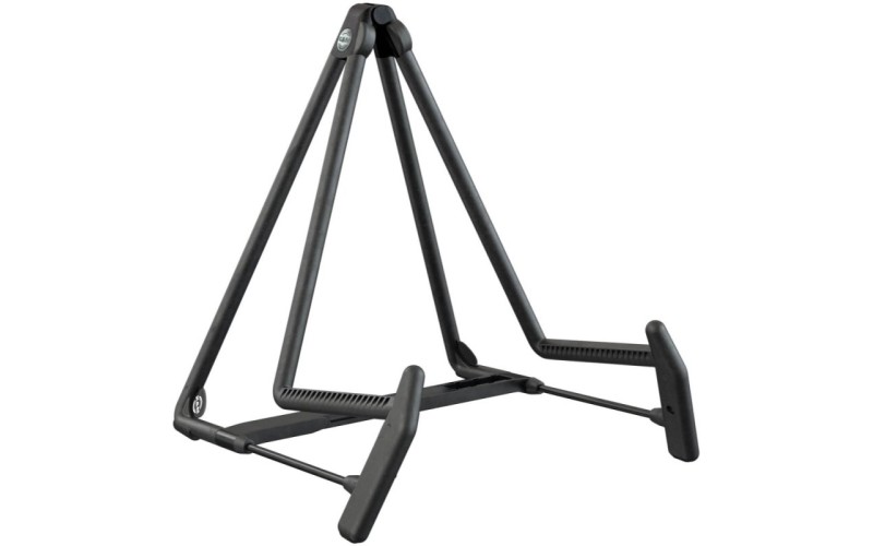 K&M 17580-014-55 стойка Heli 2 для акустической гитары, чёрная, 340 мм, 2 медиатора в комплекте